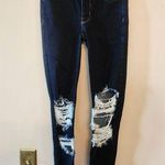 American Eagle high rise jeggings Distressed dark wash size 00 regular Photo 0