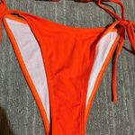 Zuvebamyo Bright Orange Ribbed Triangle String Tie Bikini Small NWT Photo 2