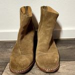 Anthropologie  Schuler & Sons Suede Boots Ankle Perforated Tassel Heeled Tan 8 Photo 1