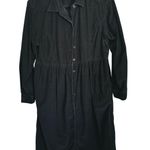 L.L.Bean Corduroy Button Down Shirt Dress Black Vintage 12 Dark Academia Photo 0