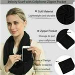 Beyond Yoga  Infinity Scarf Hidden Zipper Pocket Black One Size Soft Warm Wrap‎ Photo 1