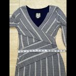 Maeve  Anthropologie Dark Blue & White Striped‎ Faux Wrap Dress, Size XS Photo 3