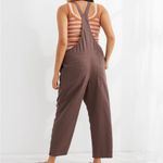 Aerie  Work & Play Twill Brown Frayed Hem Ankle Jumpsuit Overalls XS Photo 1
