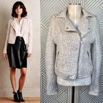 Anthropologie Elevenses Northland Moto Jacket Sweater Knit Cream Size Small Photo 1