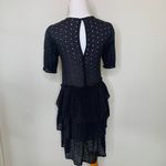 H&M Black Eyelet Ruffle Shift Dress Sz 2 Cotton Photo 1