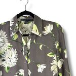 Ellen Tracy Linda Allard  NWOT Brown Floral Button-Up Silk Flutter Sleeve Blouse Photo 2
