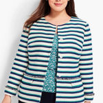 Talbots  Striped Fringe Jacket Size 16 Petite‎ Photo 0