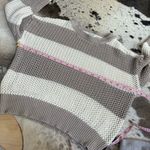 Z SUPPLY Knit Striped Putty Broadbeach Stripe Sweater tan Size Extra‎ Small White Photo 4