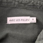 Avec Les Filles  Shirt Womens Medium Green Cropped Blouse Everyday Basic‎ Casual Photo 5