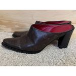 Women's Donald Pliner Western Mules 7.5 Embossed Slip On Shoes Brown Photo 1