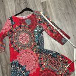 Honeyme  Red and Blue Floral Midi Dress Photo 9