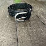 Target Black Thin Faux Leather Belt Hole Detailing Womans Size L Silver Buckle Photo 1