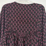 Beach Lunch Lounge Boho Peasant Dress Black Pink Floral Balloon Sleeves Size XXL Photo 5