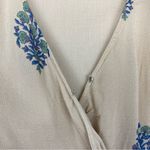 Free People Janpath Romper Shorts Jumpsuit Long Bell Sleeves Beige Blue Floral S Photo 4