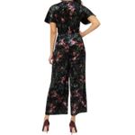 Leota  Women's Ruby Velvet Short Sleeve Black Jumpsuit, M Photo 1