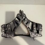 Vince Camuto Frenton Starlight Snake Print Cage Sandals Pewter Gray White 9 Photo 5