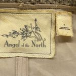 Angel of the North Knit Tweed Jacket Ruffle Hem Full Zip Beige Small Tan Photo 3
