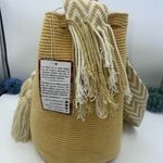 Bag Wayuu Mochila Bucket Boho Colombia Purse Yellow, Beige Gold Photo 3