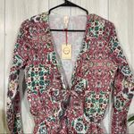 Raga NEW Anthropologie  Romper Sunset Rose Mosaic Patchwork Tie Front size S NWT Photo 4