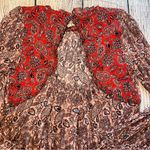 Boden Ruffle Open Back Blouse Paisley Swing Top Women’s Size 8 Pink Bohemian Red Photo 10