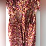 For Love & Lemons  FL&L Felicia Chiffon Midi Dress in Red Floral Size Medium Photo 8