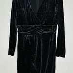 NISSA Black Velvet Crystal Embellished Sparkle Waist Strap Mini Dress Size US 10 Photo 3