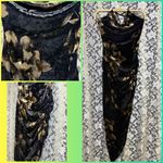 Glare Black tan velvet asymmetrical Dress side ruching floral small adjustable straps Photo 1