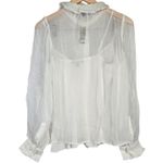 J.Crew  Ruffle button-up shirt in crinkle chiffon‎ in Ivory 2 NWT Photo 1