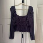 Ulla Johnson NWT Purple Mia Blouse Long Sleeve Satin Bustier Peplum Photo 5