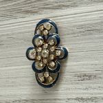 Gorgeous Vintage Brooch Gold Tone W Blue Enamel & Sparkly Rhinestones Photo 0