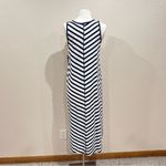 89th & Madison NWT Navy Blue Chevron Striped Maxi Tank Dress Size Medium Photo 2