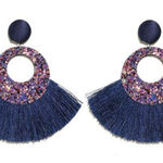 SheIn NWT  Fashion Jewelry Blue & Iridescent Glitter Dangling Fringe Earrings Photo 0