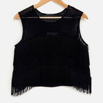 Alexis  Black Fringe Hem Crop Top Western Size Small Festival Going Out $389 Photo 0