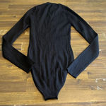 PARI DESAI TIFF SWEATER BODYSUIT BLACK RIBBED LONG SLEEVE O ZIPPER STRETCHY S Photo 6