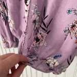 Altar'd State Altar’d State Pastel Purple Long Sleeve Floral V-Neck Blouse | Size Large Photo 4