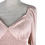 Leith  Blouse Crop Top Smocked Pink Smoke M New Photo 11