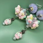 Pastel Ice Cream Cupcake Purple Fuzzy Dangle Earrings Pink Photo 3