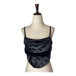 NBD  Corset Women Medium Black Satin Cropped Top Sleeveless Party Whimsigoth Sexy Photo 2