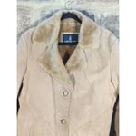 London Fog Vintage Suede Coat Woman's Large Tan Faux Fur Lined Collegiate Photo 1