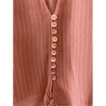 ZARA  Button-Down‎ Blouse Tie-Front Long Sleeve Textured Salmon Pink M Photo 6
