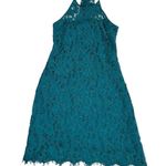 Anthropologie Hutch Lace Sheath Cocktail Dress Women’s Small Teal Halter Neck Blue Photo 3