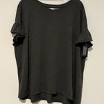 LOGO By Lori Goldstein Logo Lori Goldstein Ruffle Sleeve Top grey size large Photo 0