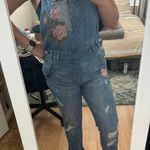 American Rag Cie Denim Overalls Floral Embroidery Photo 3
