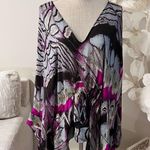Roberto Cavalli  Women's Multicolor V-Neck Silk Chiffon Butterfly Printed Top Photo 0