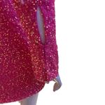 Judith March  Hot Pink Sequin Wrap Mini Dress Long Sleeve Holiday Party Small Photo 6