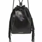 Victoria's Secret NWT Victoria’s Secret faux leather fringe backpack drawstring bag Photo 0