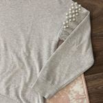 Ultra Flirt Pearl Embellished Crewneck Pullover- Light Gray Photo 1