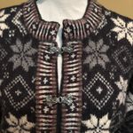 Dale of Norway Wool Cardigan Sweater Women's Medium Black Gray Snowflake Nordic Photo 2