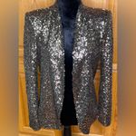 ZARA  Open Front Gold Sequin‎ Black Lining Tuxedo Blazer Jacket Size Small Photo 8