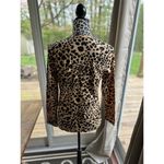 Liz Claiborne Brown Leopard Cheetah Animal Print V Neck Shirt Women Size M New Photo 1